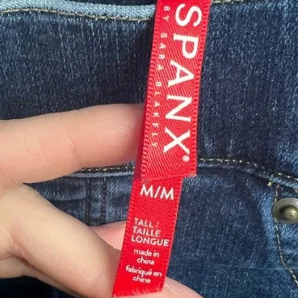 SPANX High Waisted Lightly Distressed Skinny Jeans - Size Medium - Picture 5 of 6